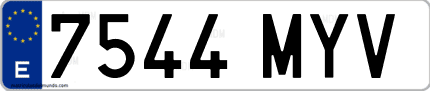 Ejemplo de matrícula de coche ordinaria 7544 MYV