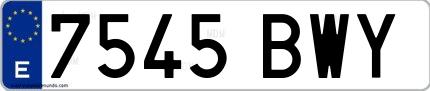 Ejemplo de matrícula española 7545 BWY