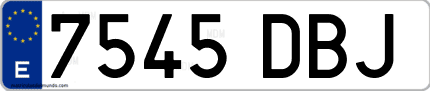 Ejemplo de matrícula de coche ordinaria 7545 DBJ