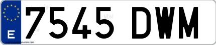 Ejemplo de matrícula española 7545 DWM