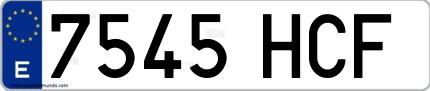 Ejemplo de matrícula española 7545 HCF