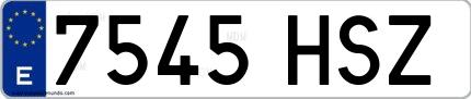Ejemplo de matrícula española 7545 HSZ