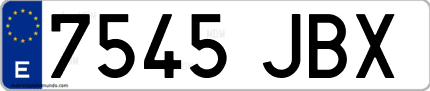 Ejemplo de matrícula de coche ordinaria 7545 JBX