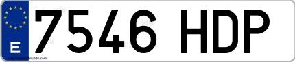 Ejemplo de matrícula española 7546 HDP
