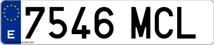 Ejemplo de matrícula española 7546 MCL