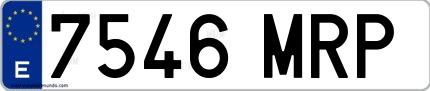 Ejemplo de matrícula española 7546 MRP