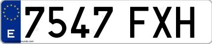 Ejemplo de matrícula española 7547 FXH
