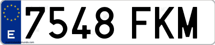 Ejemplo de matrícula de coche ordinaria 7548 FKM