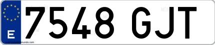Ejemplo de matrícula española 7548 GJT