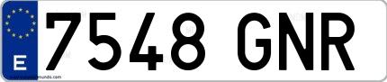 Ejemplo de matrícula española 7548 GNR