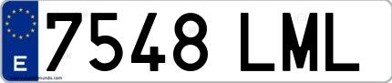 Ejemplo de matrícula española 7548 LML