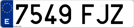 Ejemplo de matrícula de coche ordinaria 7549 FJZ