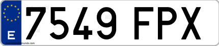 Ejemplo de matrícula de coche ordinaria 7549 FPX