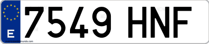 Ejemplo de matrícula de coche ordinaria 7549 HNF