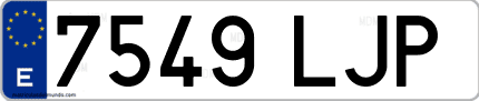 Ejemplo de matrícula de coche ordinaria 7549 LJP