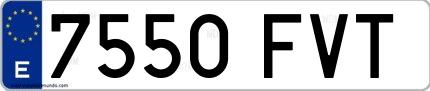 Ejemplo de matrícula española 7550 FVT