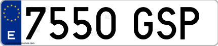 Ejemplo de matrícula de coche ordinaria 7550 GSP