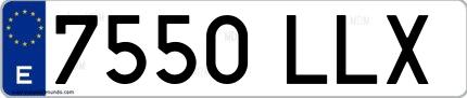 Ejemplo de matrícula española 7550 LLX