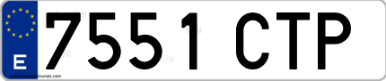Ejemplo de matrícula de coche ordinaria 7551 CTP