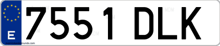 Ejemplo de matrícula de coche ordinaria 7551 DLK