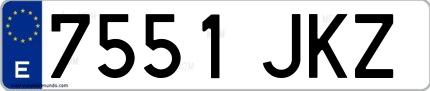 Ejemplo de matrícula española 7551 JKZ