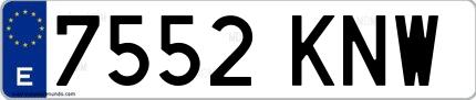 Ejemplo de matrícula española 7552 KNW