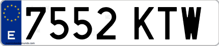 Ejemplo de matrícula de coche ordinaria 7552 KTW