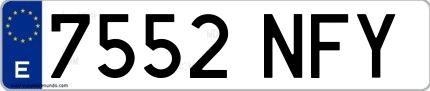 Ejemplo de matrícula española 7552 NFY