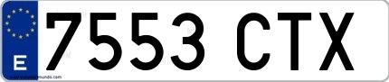 Ejemplo de matrícula española 7553 CTX