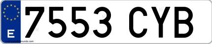 Ejemplo de matrícula española 7553 CYB