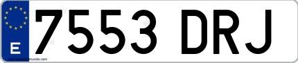 Ejemplo de matrícula española 7553 DRJ