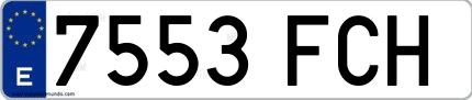 Ejemplo de matrícula española 7553 FCH
