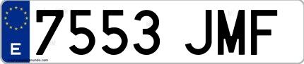 Ejemplo de matrícula española 7553 JMF