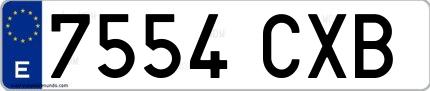 Ejemplo de matrícula española 7554 CXB