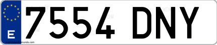 Ejemplo de matrícula de coche ordinaria 7554 DNY