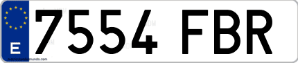 Ejemplo de matrícula de coche ordinaria 7554 FBR