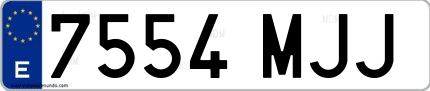 Ejemplo de matrícula española 7554 MJJ