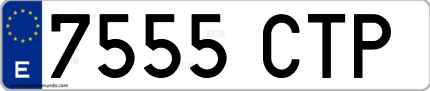Ejemplo de matrícula de coche ordinaria 7555 CTP
