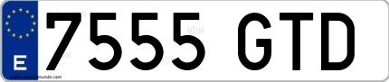 Ejemplo de matrícula española 7555 GTD