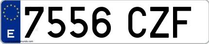 Ejemplo de matrícula española 7556 CZF