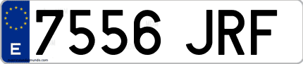 Ejemplo de matrícula de coche ordinaria 7556 JRF