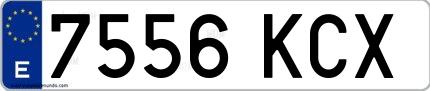 Ejemplo de matrícula española 7556 KCX