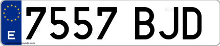 Ejemplo de matrícula de coche ordinaria 7557 BJD