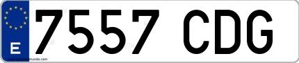 Ejemplo de matrícula española 7557 CDG