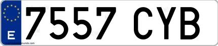 Ejemplo de matrícula española 7557 CYB