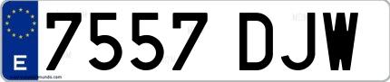 Ejemplo de matrícula española 7557 DJW