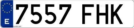 Ejemplo de matrícula española 7557 FHK