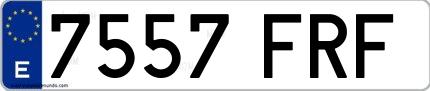 Ejemplo de matrícula española 7557 FRF