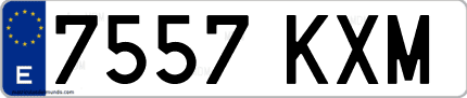 Ejemplo de matrícula de coche ordinaria 7557 KXM