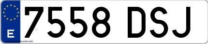 Ejemplo de matrícula española 7558 DSJ